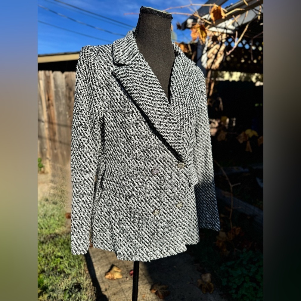 SHEIN LUNE Solid Double Breasted Blazer,Size S - Picture 5 of 15